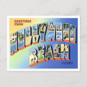 Carte Postale Hollywood Beach, Floride Vintage Big Letters
