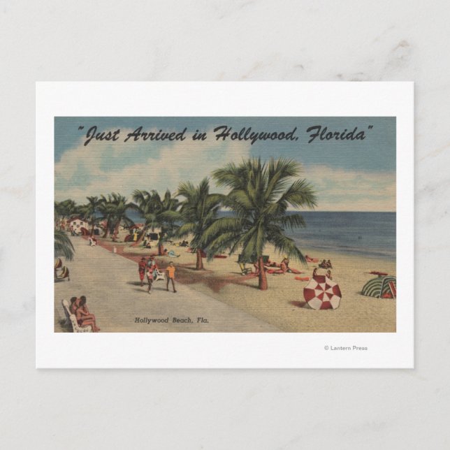 Carte Postale Hollywood Beach, Floride - Vue sur la plage (Devant)