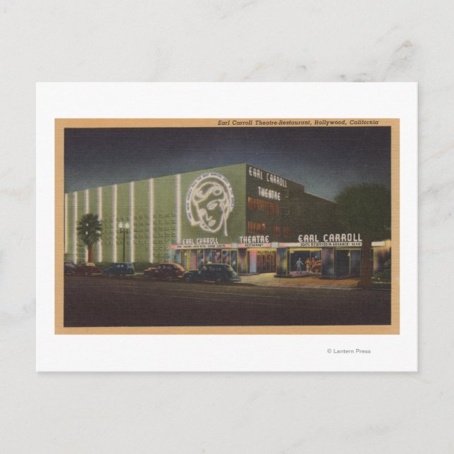 Carte Postale Hollywood, CAEarl Carroll Theatre & Restaurant (Devant)