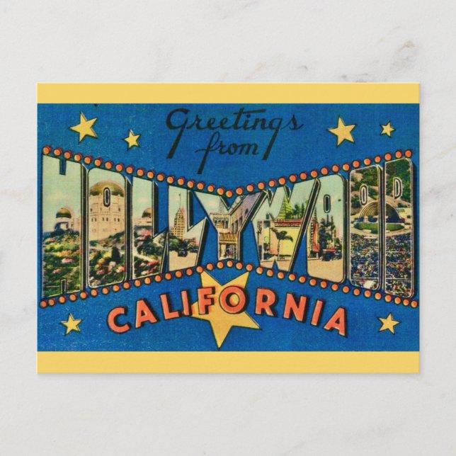 Carte Postale Hollywood California étoilé  (Devant)