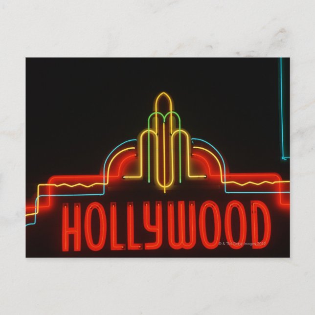 Carte Postale Hollywood neon sign, Los Angeles, Californie (Devant)