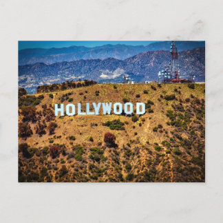 Carte Postale Hollywood, panneau emblématique,