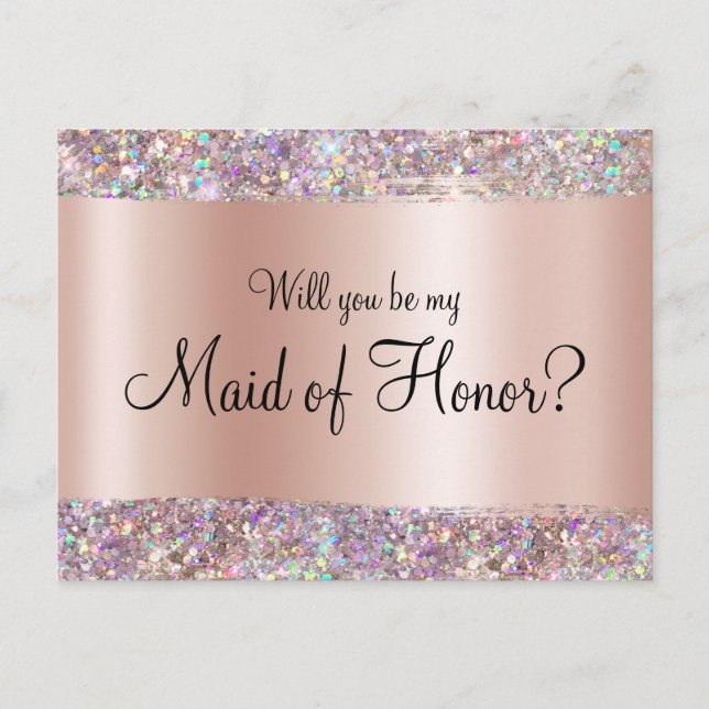 Carte Postale Holo Parties scintillant Edge Pastel Rose Gold Foi (Devant)