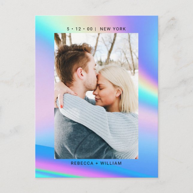 Carte Postale Holographique Photo Wedding Enregistrer la date In (Devant)