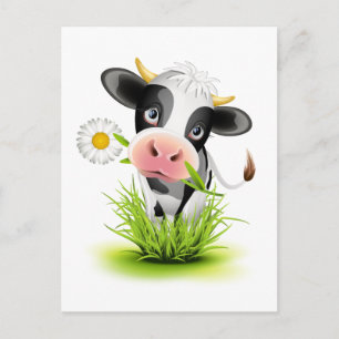 Carte Postale Holstein cow en gris