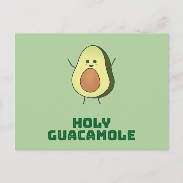 Carte Postale Holy guacamole - cute and happy kawaii avocado (Devant)