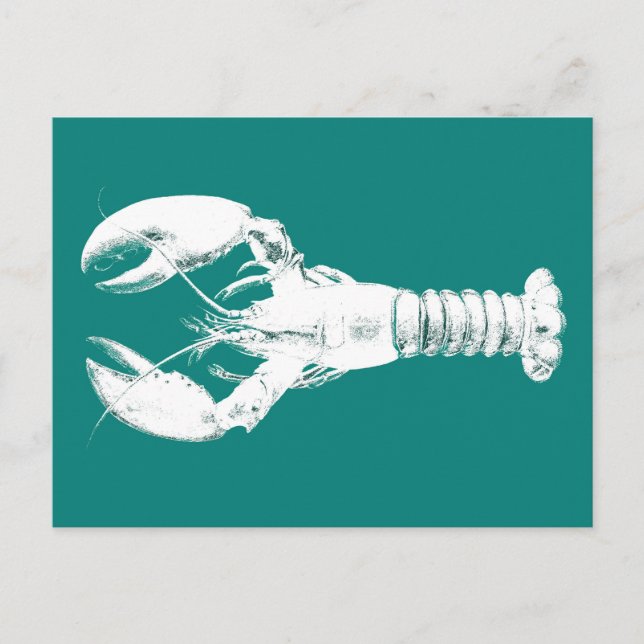 Carte Postale Homard blanc sur Turquoise / Turquoise (Devant)
