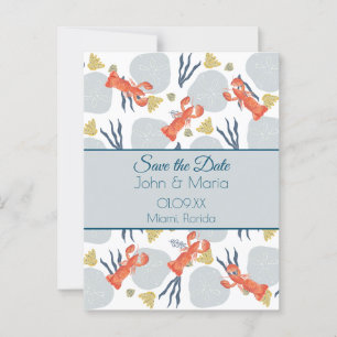 Carte Postale Homard Crustacean Beach Sable Dollars Botanique