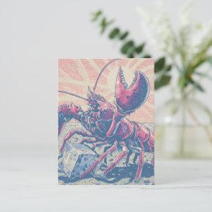 Carte Postale Homard du Maine brisant un glaçon Rétro