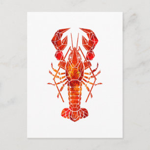 Carte Postale Homard polygonal rouge
