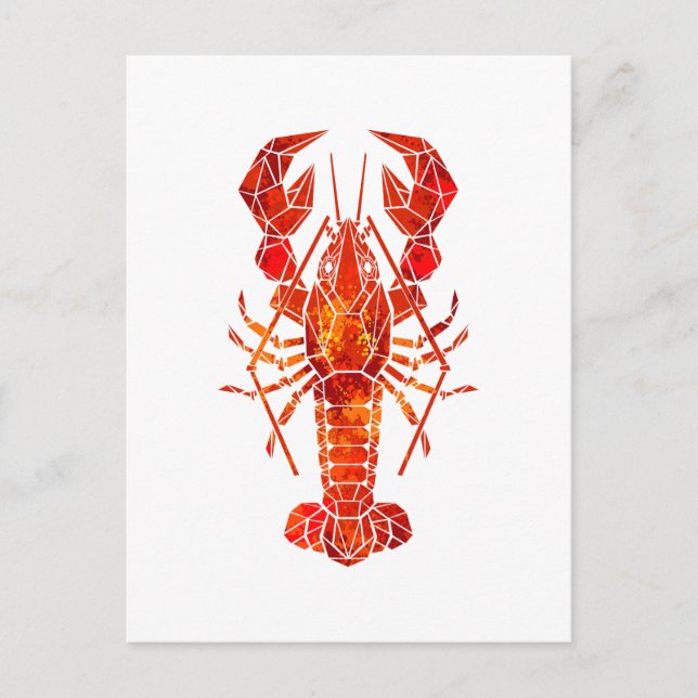 Carte Postale Homard polygonal rouge (Devant)