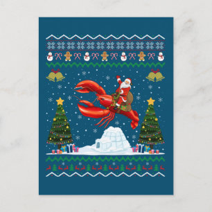 Carte Postale Homard Vilain Noël Cadeau Père Noël équitation Hom