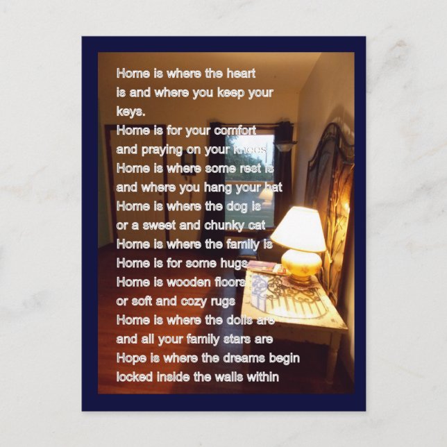 Carte Postale Home Sweetest Home Poem Card (Devant)