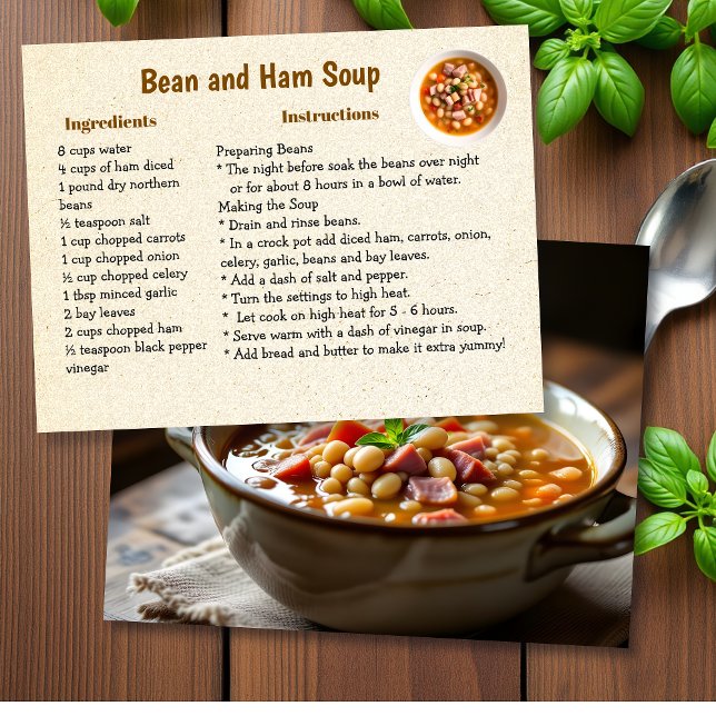 Carte Postale Homemade Ham and Bean Soup Recipe (Créateur téléchargé)