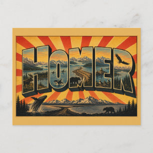 Carte Postale Homer ligne côtière de l'Alaska Mont Glacier Art