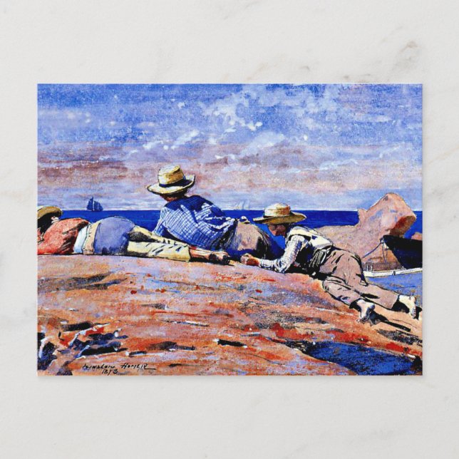 Carte Postale Homer - Trois Garçons sur le rivage (Devant)