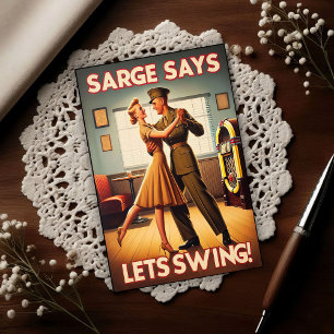 Carte Postale Hommage de danse swing vintage au service militair