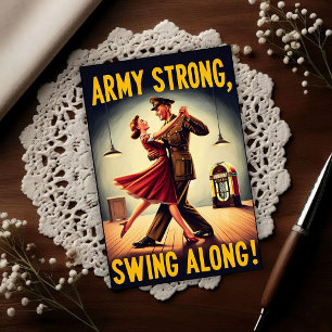 Carte Postale Hommage de danse swing vintage au service militair