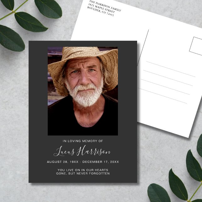 Carte Postale Hommage photographique funéraire (Gray Photo Memorial Postcard)