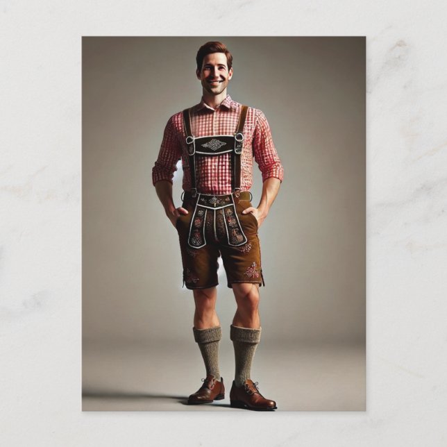 Carte Postale Homme à Lederhosen (Devant)