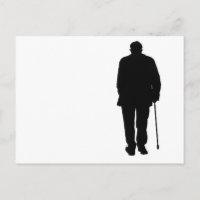 Homme âgé Marcher noir Silhouette dessin Art