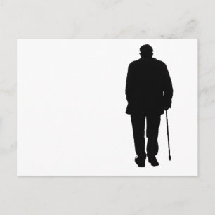 Carte Postale Homme âgé Marcher noir Silhouette dessin Art