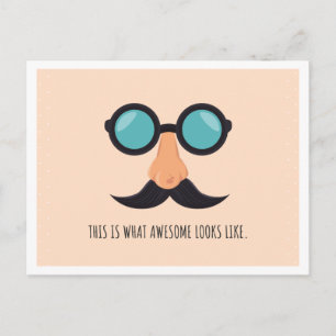 Carte Postale Homme amusant rose avec des lunettes