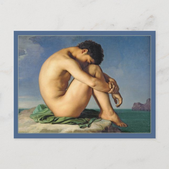 Carte Postale Homme assis au bord de la mer par Flandrin (Devant)