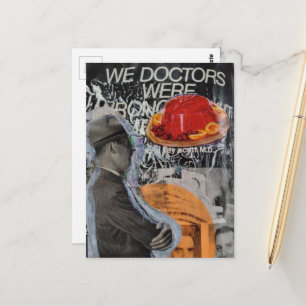 Carte Postale Homme avec collage de dessert flottant