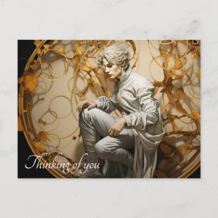 Carte Postale Homme dans une peinture en bois doré