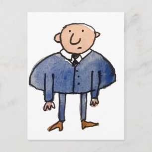 Carte Postale Homme de dessin animé en costume bleu Vendeur comm
