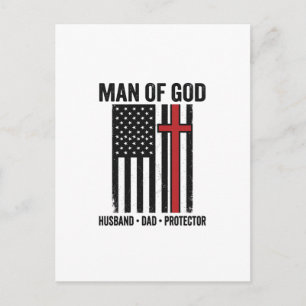 Carte Postale Homme de Dieu Croix Patriotique Design de Chemise 