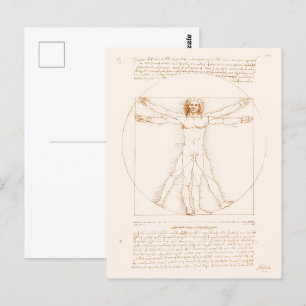 Carte Postale Homme de Vitruve Léonard de Vinci