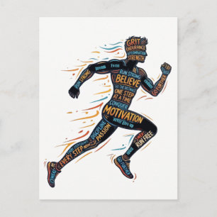 Carte Postale Homme en course Coureur Paroles de motivation pour