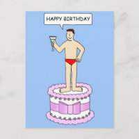 Homme en sous-vêtements sur gâteau Joyeux annivers