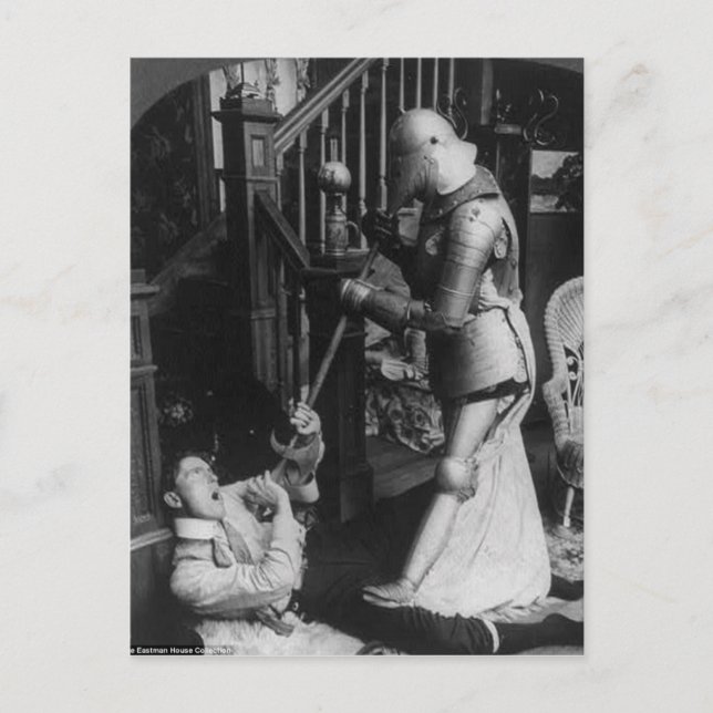 Carte Postale Homme et chevalier victorien Vintage (Devant)