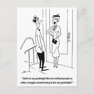 Carte Postale Homme et femme en rendez-vous, humour, vintage