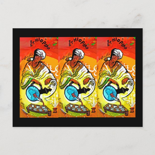 Carte Postale Homme éthiopien à Turban qui verse du thé (Devant)