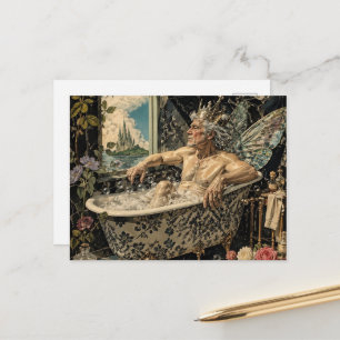Carte Postale Homme fée âgé dans la baignoire
