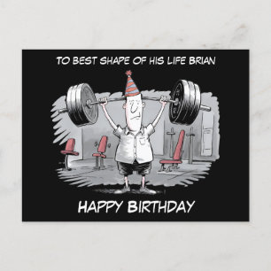 Carte Postale homme mince portant un chapeau d'anniversaire anni