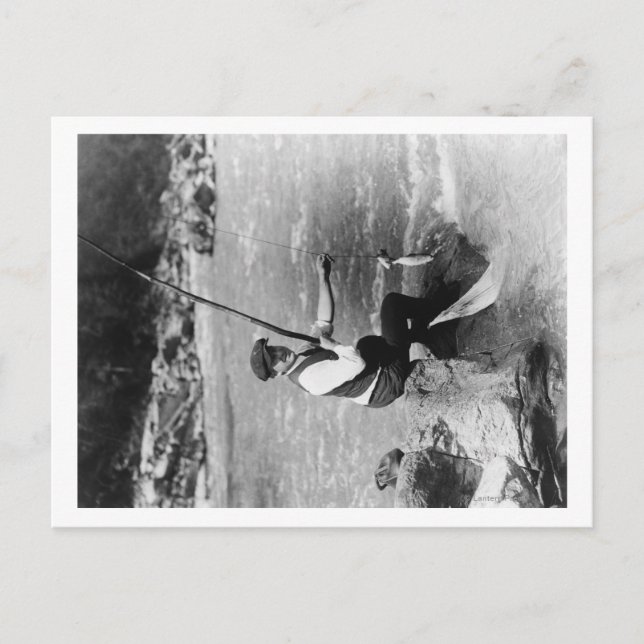 Carte Postale Homme Pêche et Terres Deux poissons à la fois Phot (Devant)