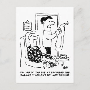 Carte Postale Homme quitte la maison pour la caricature du pub