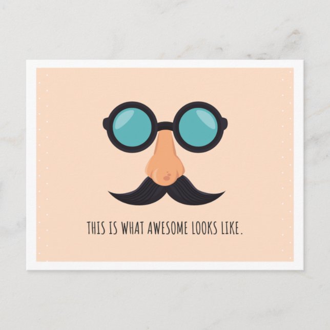 Carte Postale Homme Rose Amusant avec Lunettes (Devant)