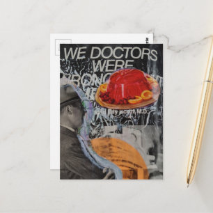 Carte Postale Homme vintage avec un collage de dessert flottant