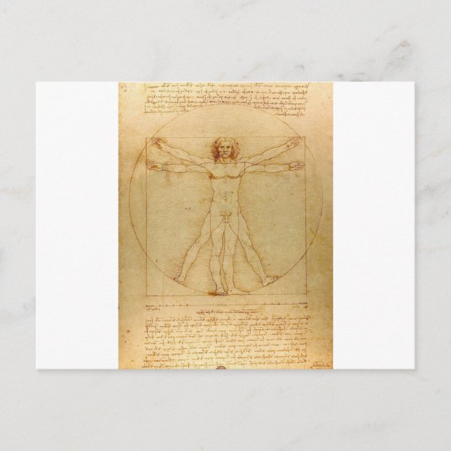 Carte Postale Homme vitruvien par Leonardo da Vinci (Devant)