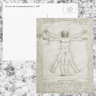 Carte Postale Homme vitruvien par Leonardo da Vinci