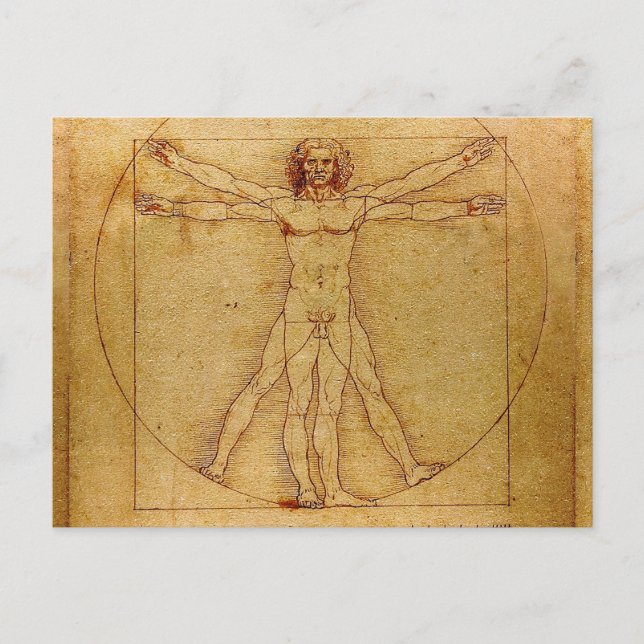 Carte Postale Homme Vitruvien Par Leonardo Da Vinci (Devant)