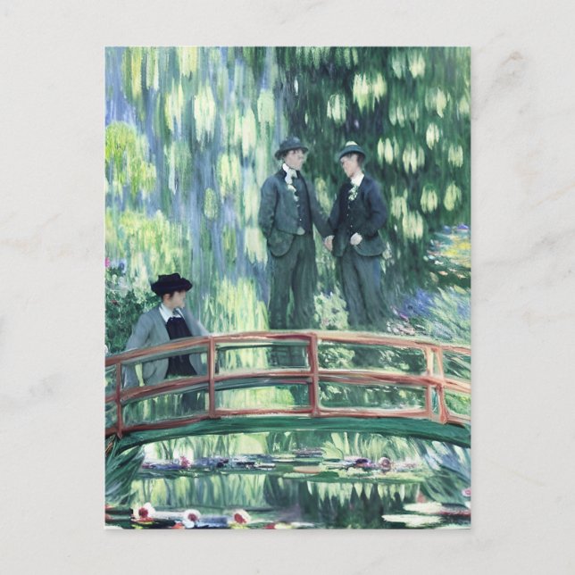 Carte Postale Hommes amoureux dans le jardin dans le style de Mo (Devant)