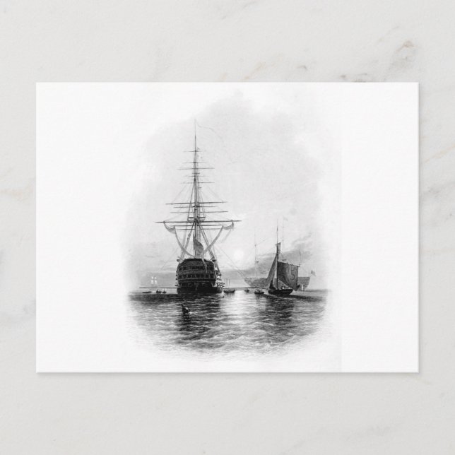 CARTE POSTALE HOMMES DE GUERRE À SPITHEAD (Devant)