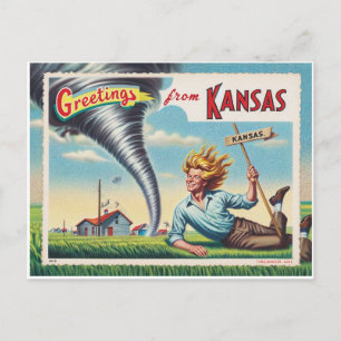 Carte Postale Hommes et tornades Salutations du Kansas